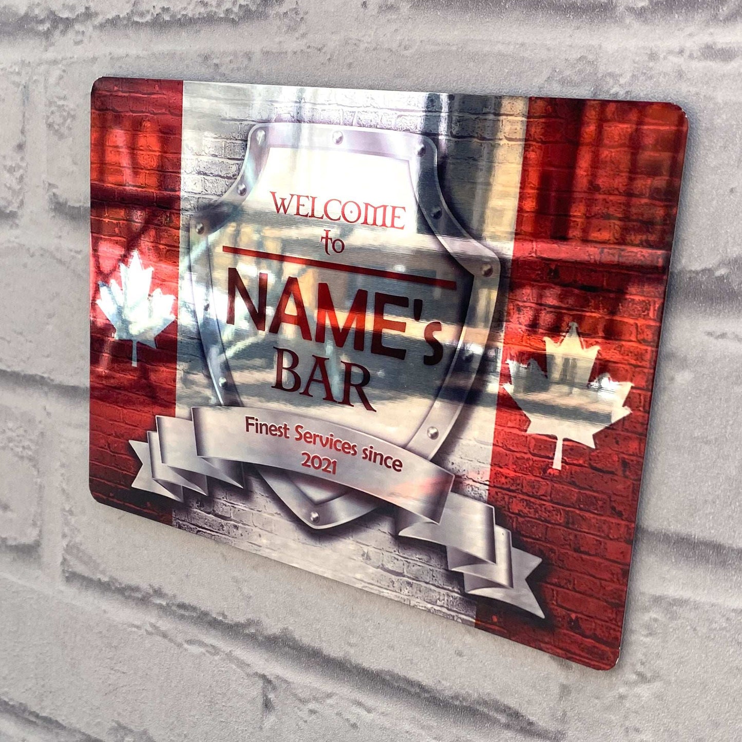 Canadian Flag Mirror Finish Sign - shopquality4u