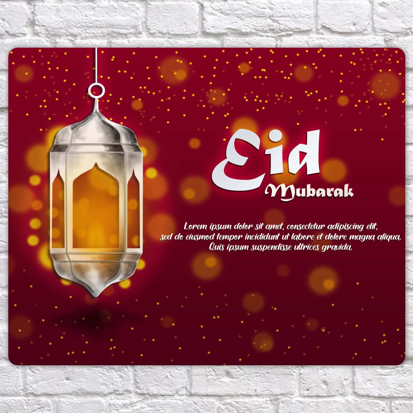 Personalised Eid Mubarak Mirror Metal Sign One Lantern Mirror - Add Your Custom Text - shopquality4u