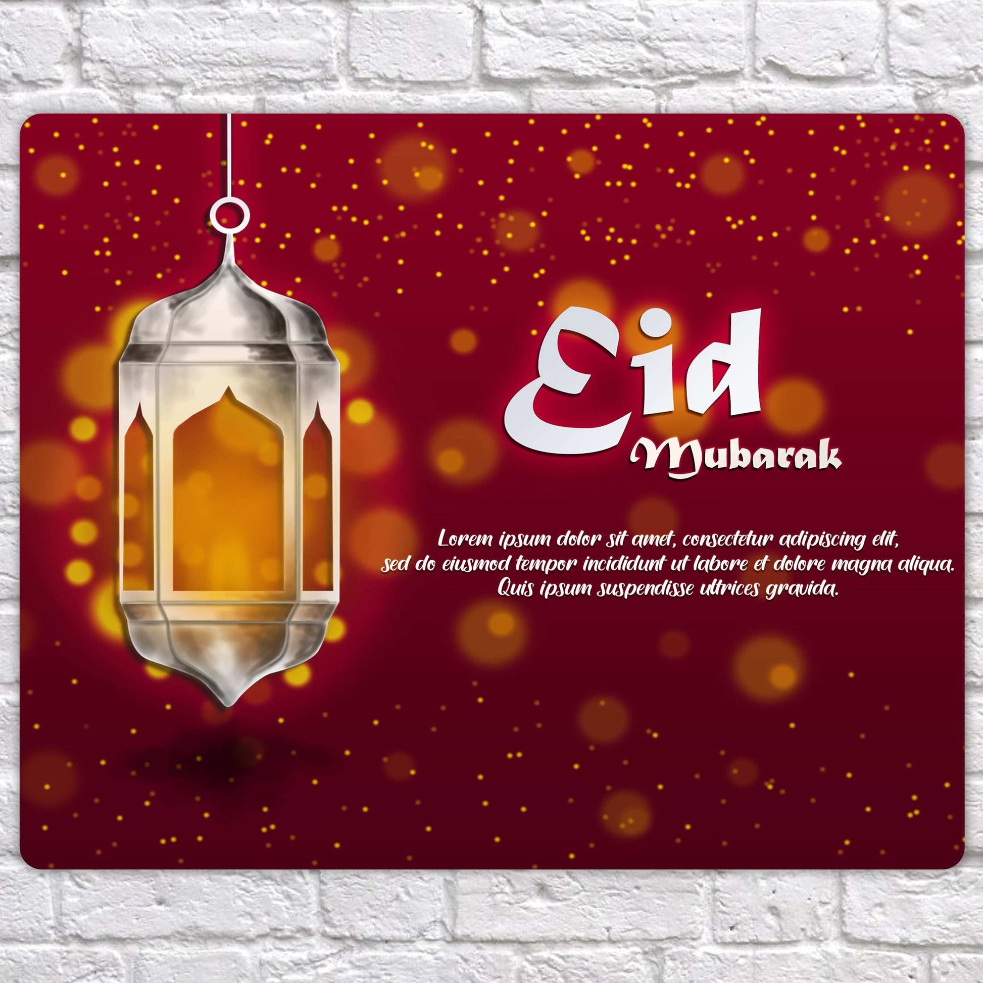 Personalised Eid Mubarak Mirror Metal Sign One Lantern Mirror - Add Your Custom Text - shopquality4u