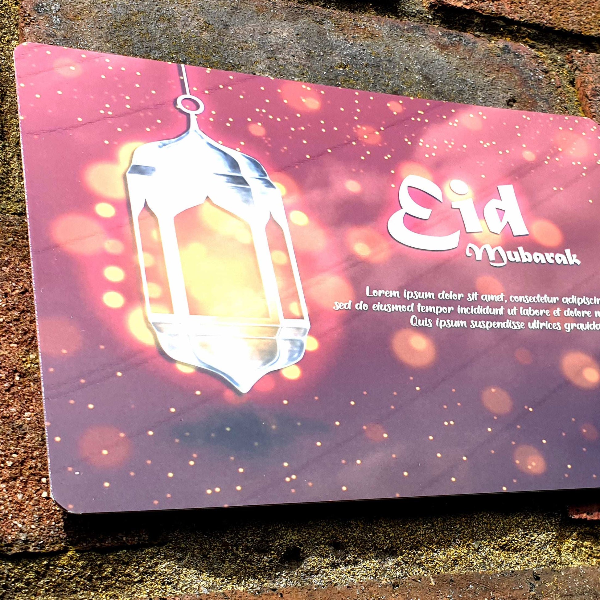 Personalised Eid Mubarak Mirror Metal Sign One Lantern Mirror - Add Your Custom Text - shopquality4u