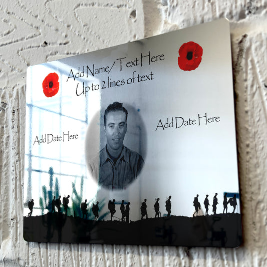 Custom Picture and Text -  Lest We Forget Mirror Metal Sign