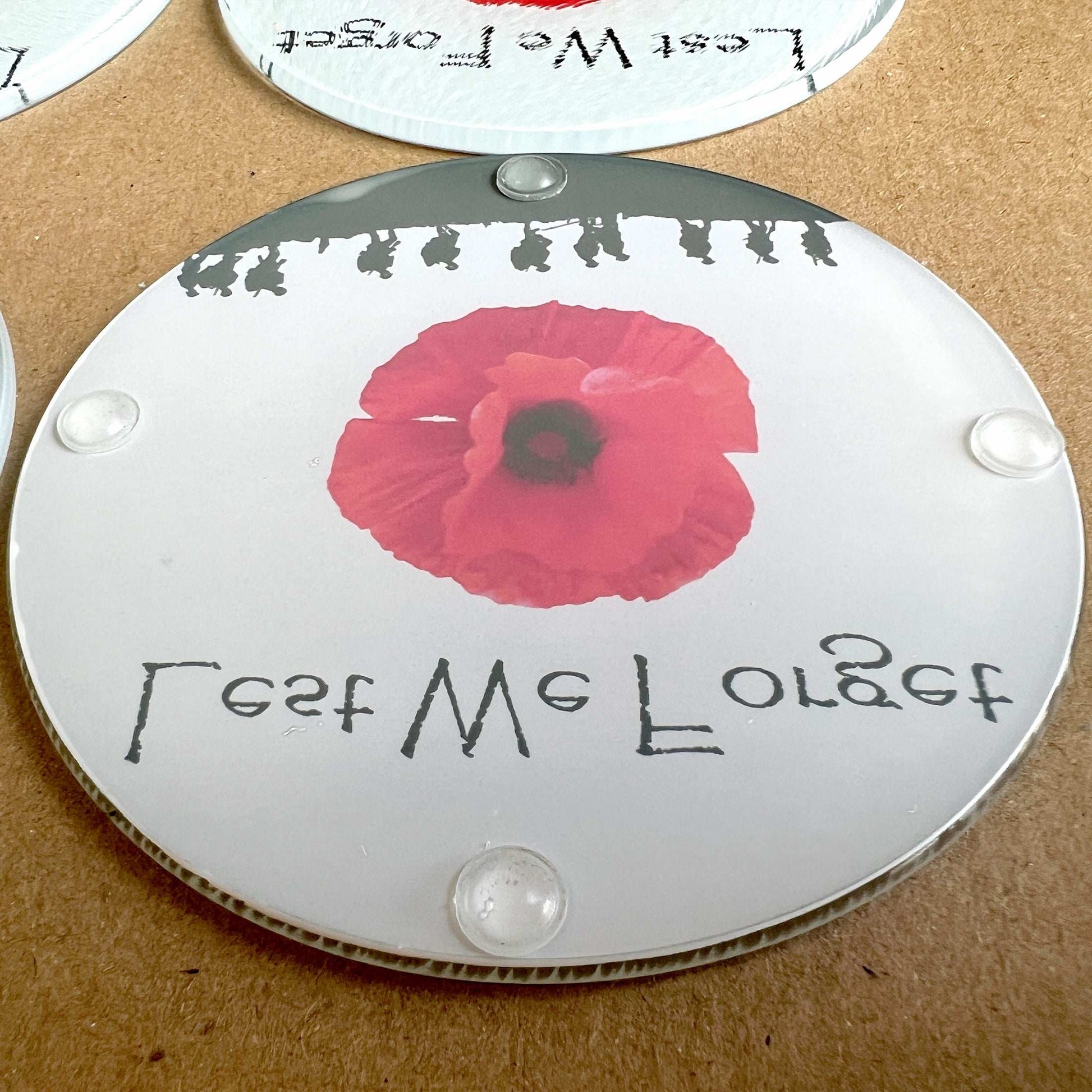 Round Glass Table Coaster Set Military Poppy Lest We Forget (set of 4) - shopquality4u
