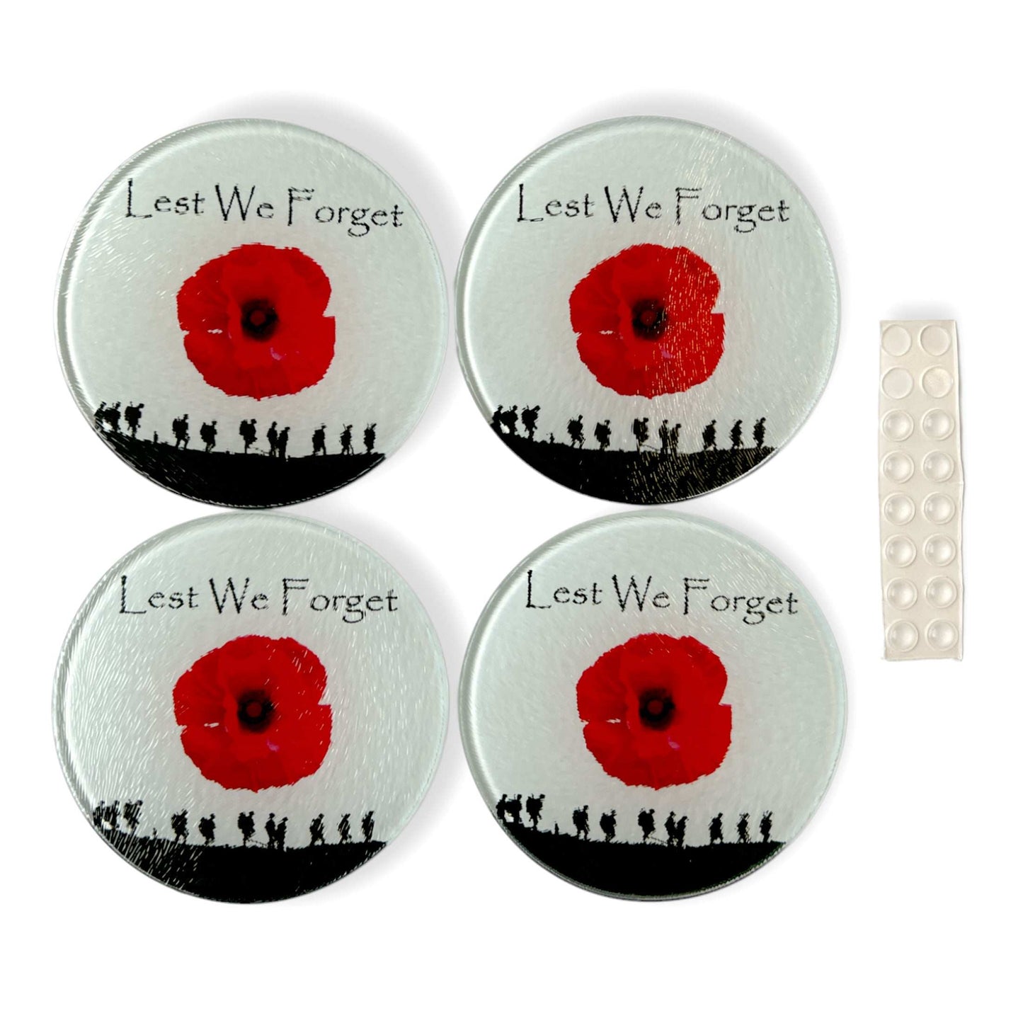 Round Glass Table Coaster Set Military Poppy Lest We Forget (set of 4) - shopquality4u