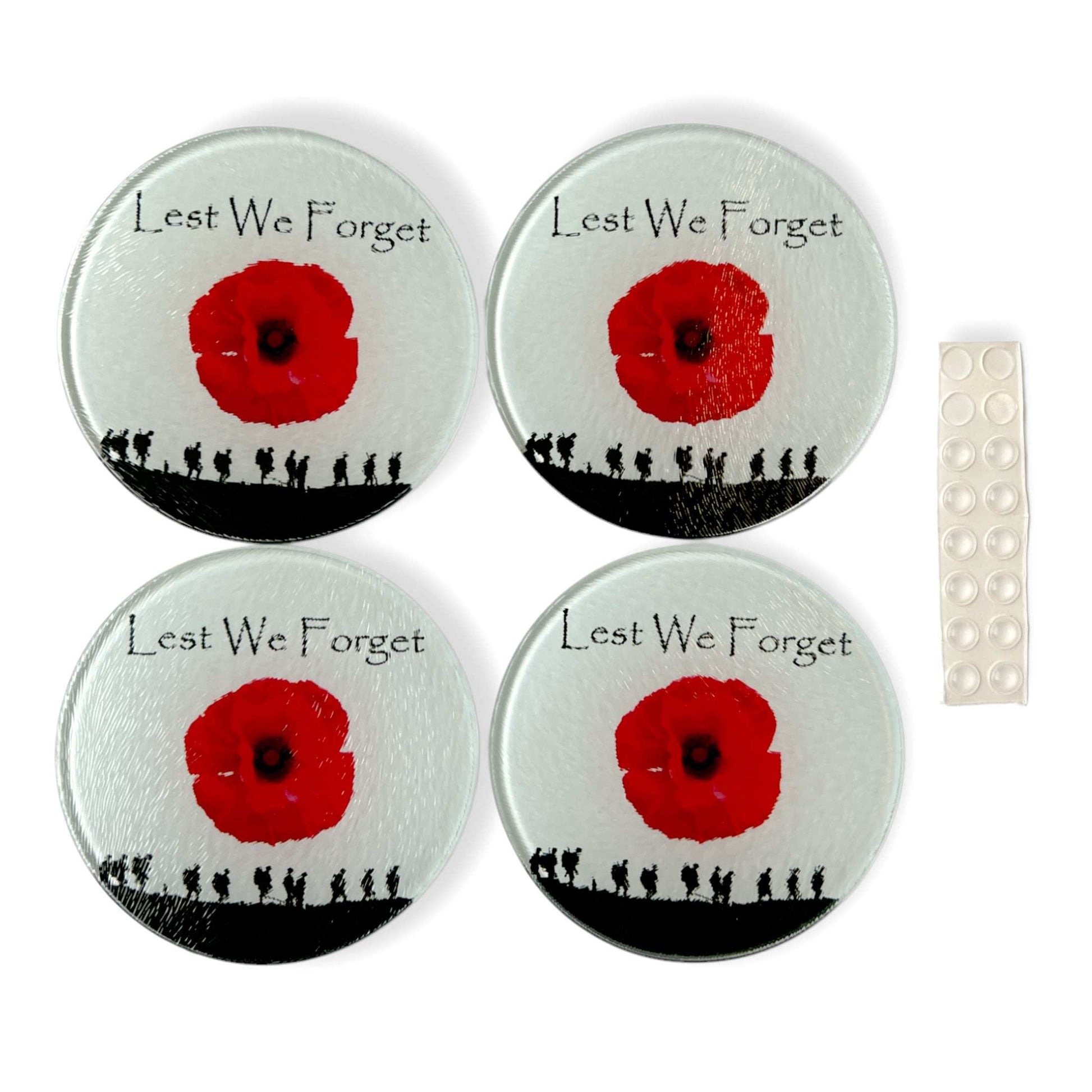 Round Glass Table Coaster Set Military Poppy Lest We Forget (set of 4) - shopquality4u