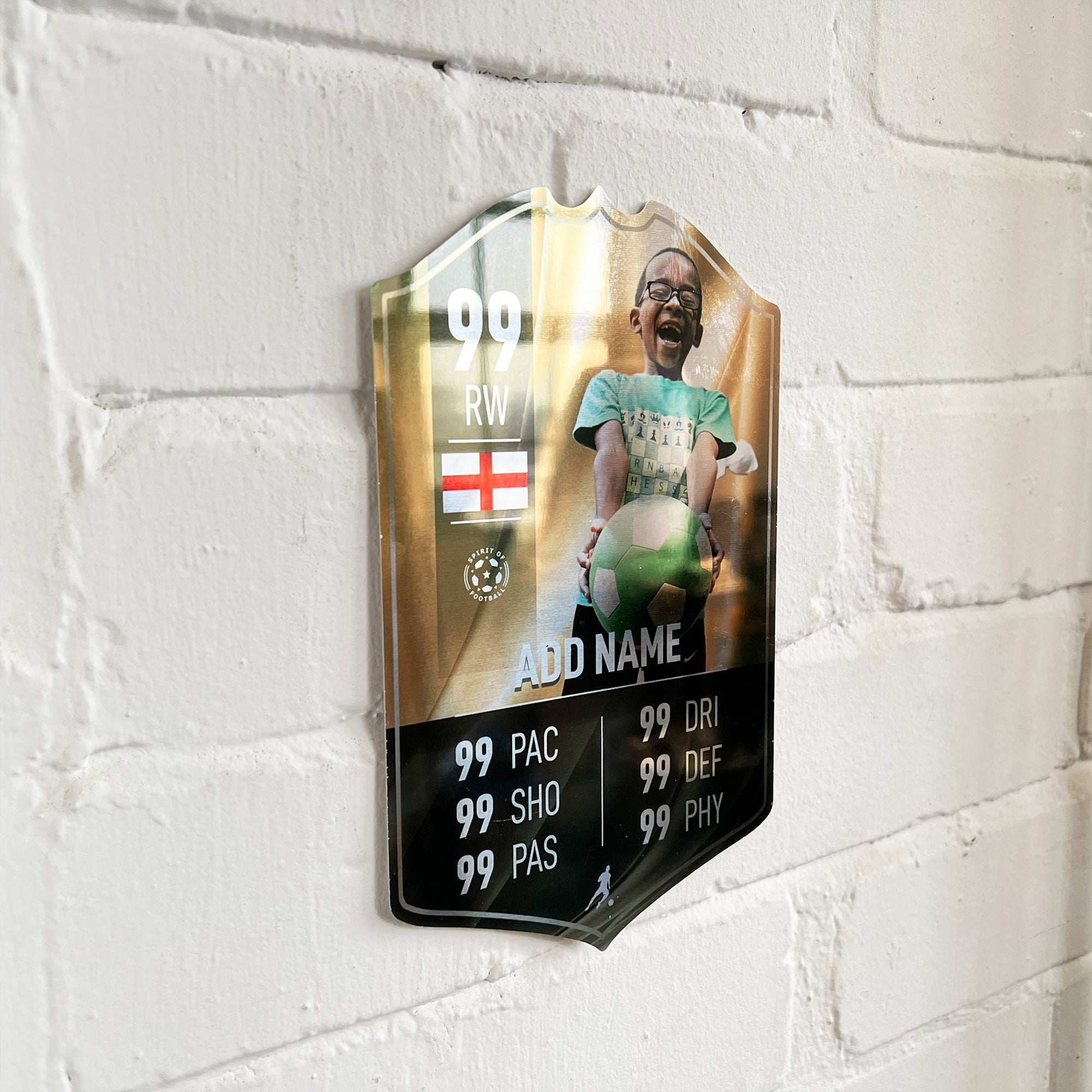 Gold Mirror Football Card Player Stats Shield - shopquality4u