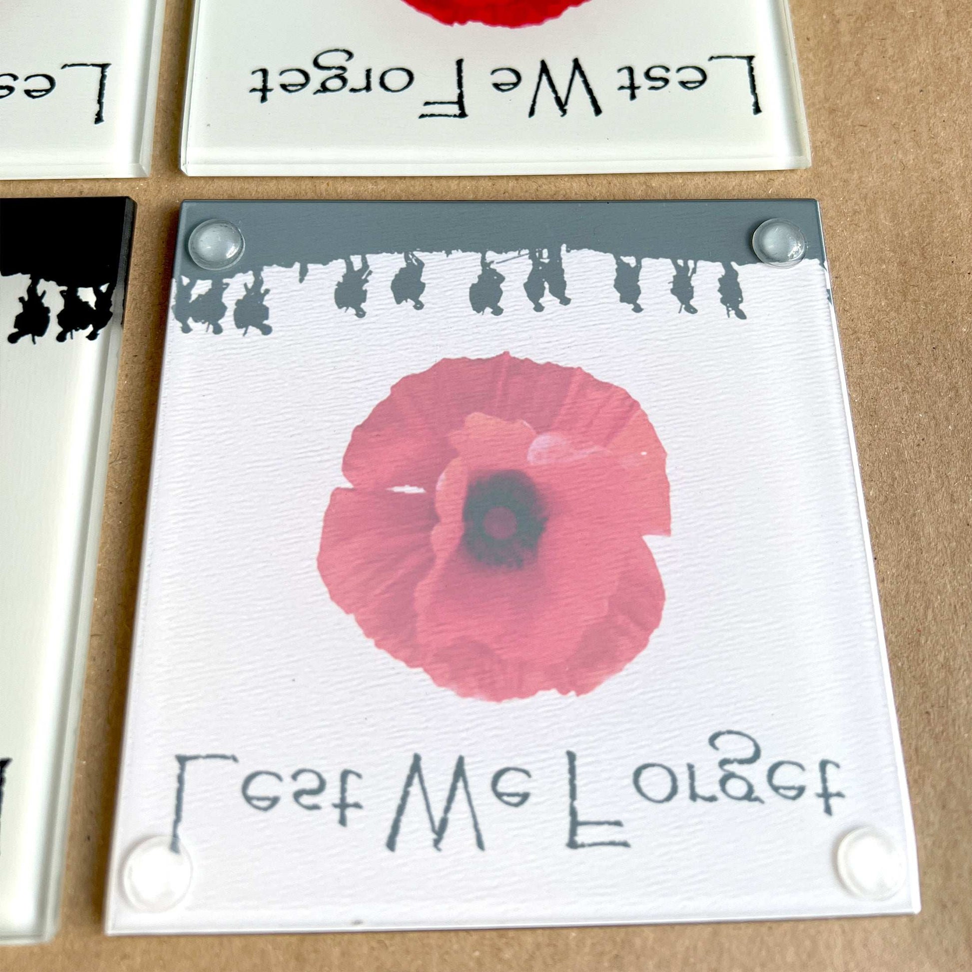 Square Glass Table Coaster Set Military Poppy Lest We Forget (set of 4) - shopquality4u