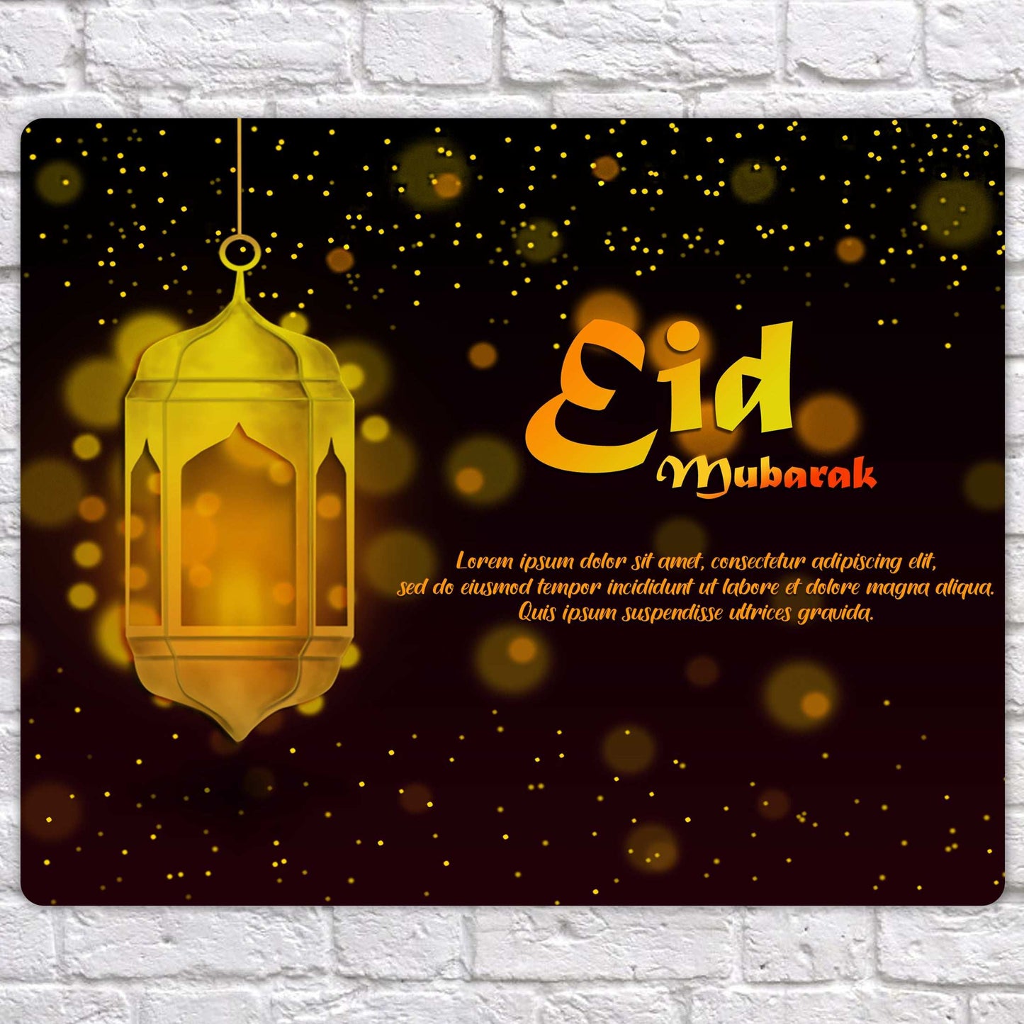 Personalised Eid Mubarak Mirror Metal Sign One lantern Deep Green - Add Your Custom Text - shopquality4u