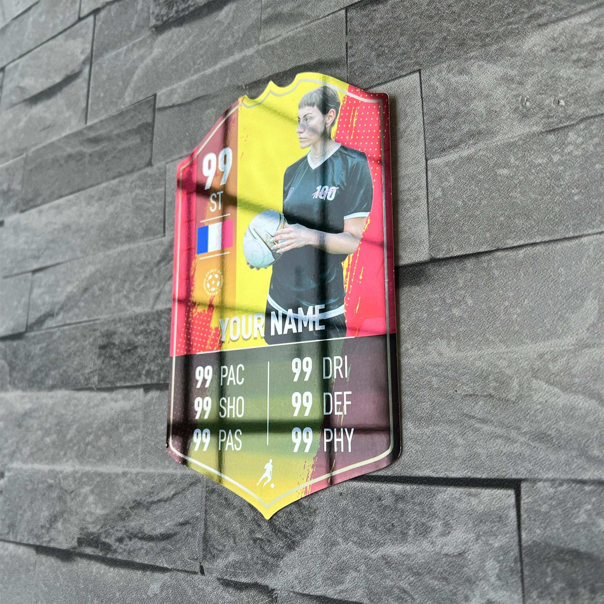 Yellow Strip Mirror Football Card Player Stats Shield - shopquality4u