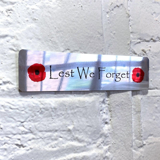 Military Poppy Lest We Forget Printed on Mirror Aluminium Metal Plaque (20x5 cm, 7.8x2 inches) - shopquality4u