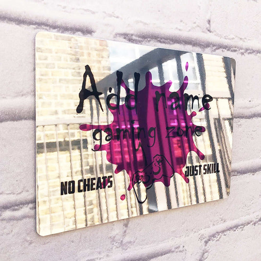 Personalised Metal Mirror Gamer Sign - Splat Gaming - shopquality4u