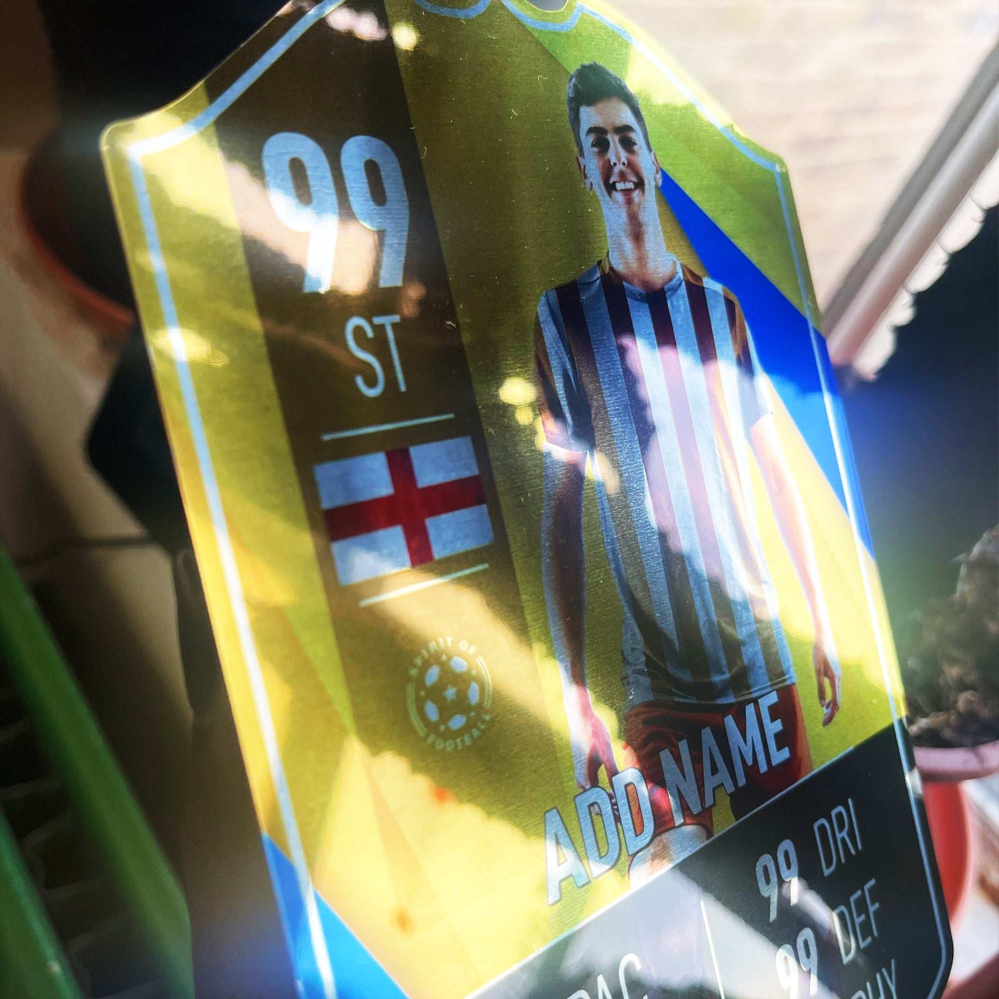 Yellow Blue Mirror Football Card Player Stats Shield - shopquality4u