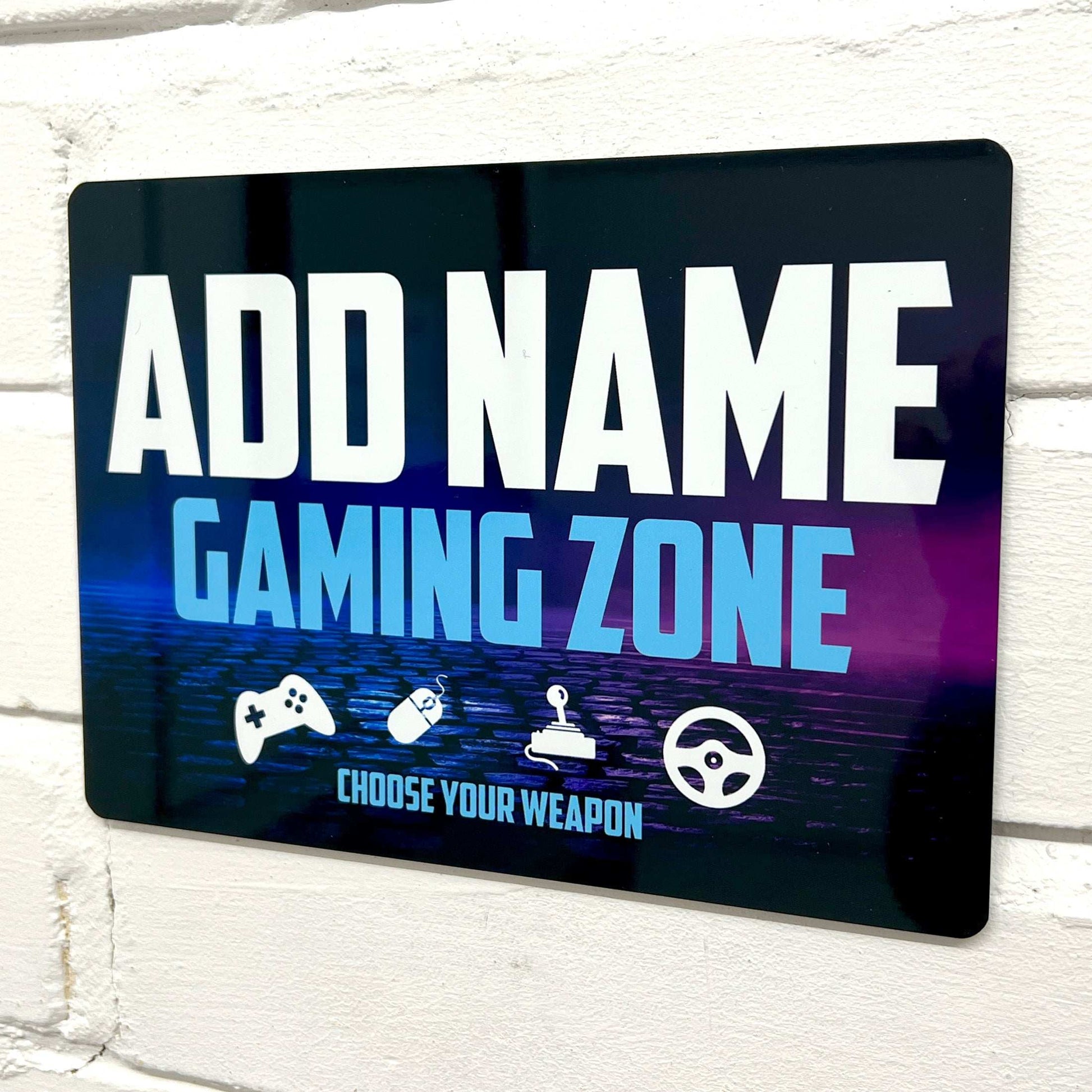 Personalised Metal Mirror Gamer Sign - Gaming Zone Bricks - shopquality4u