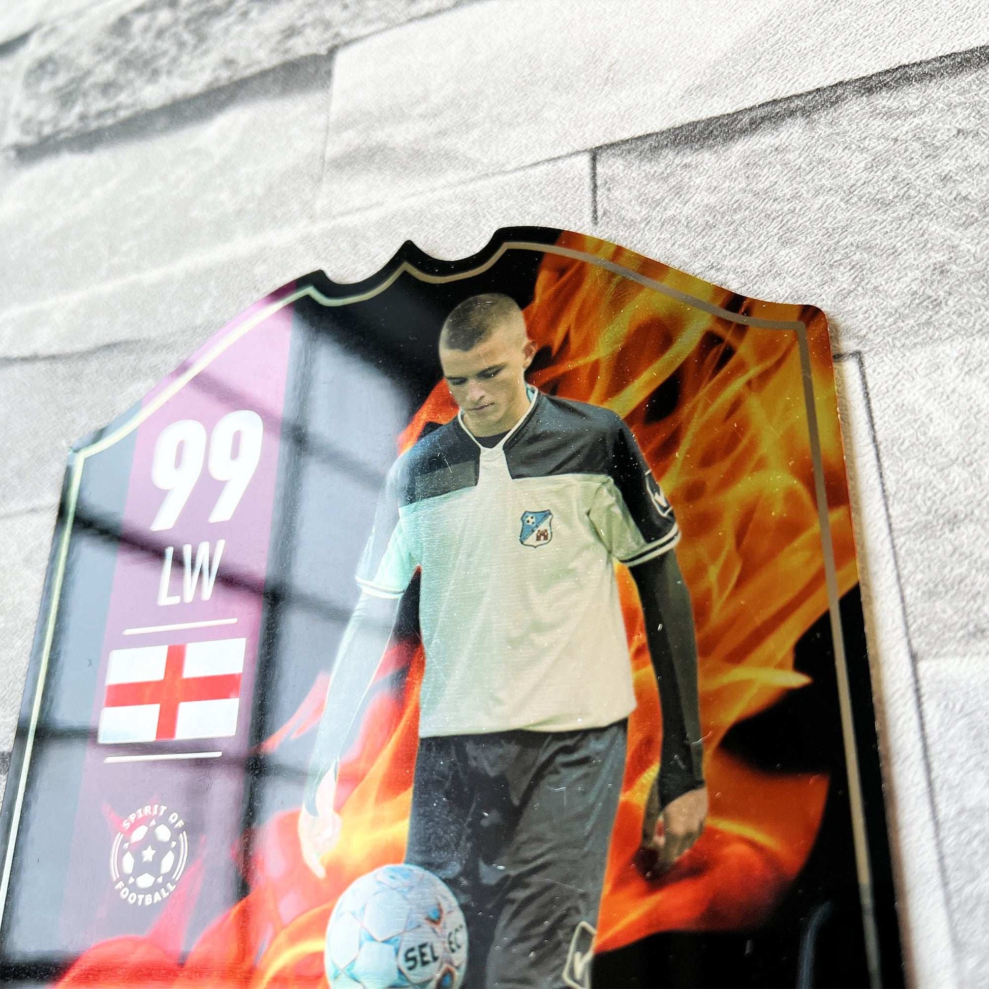 Fire Mirror Football Card Player Stats Shield - shopquality4u