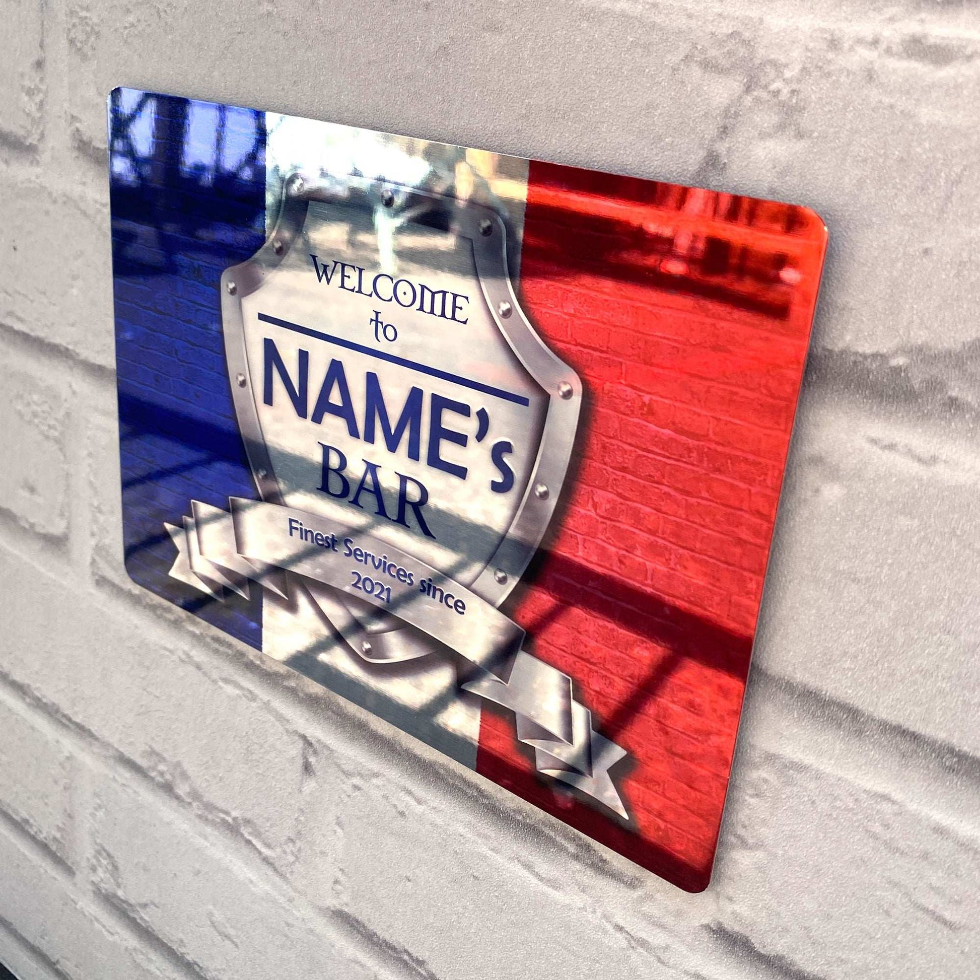 French Flag Mirror Finish Sign - shopquality4u