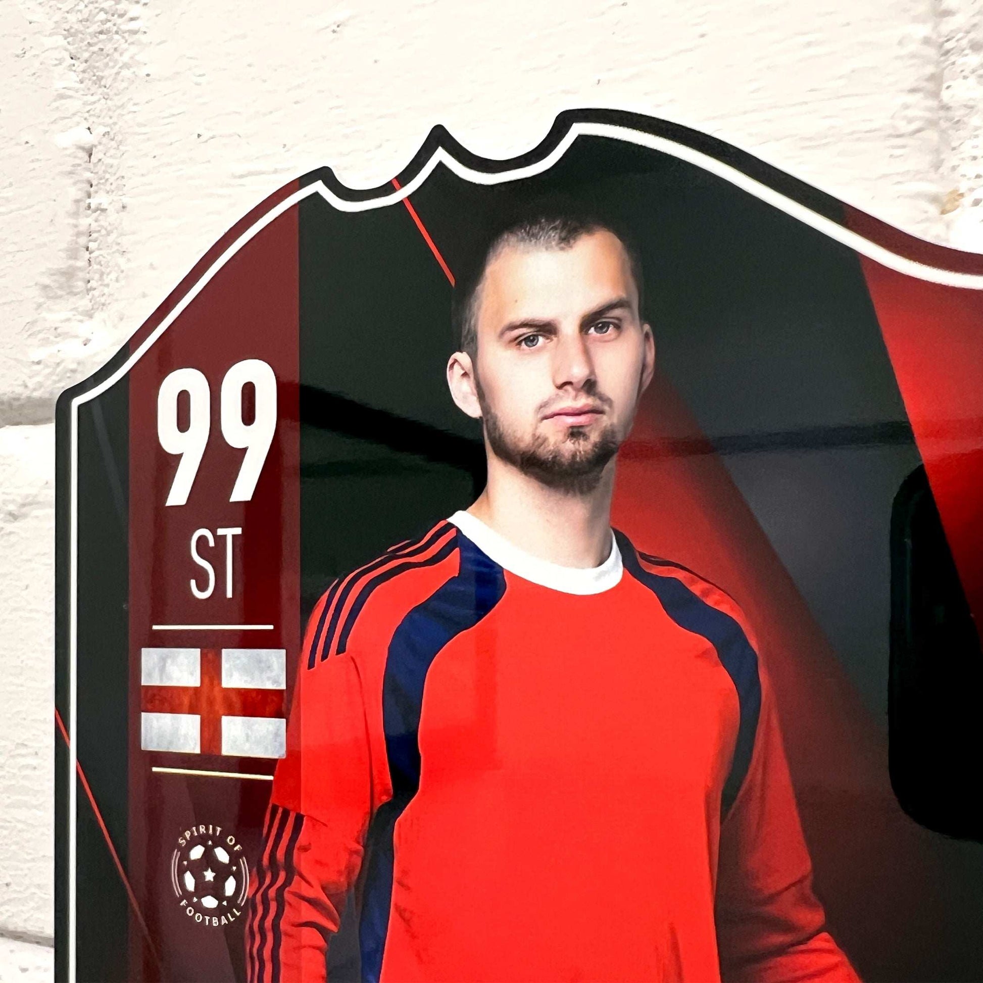 Black Red Football Card Player Stats Shield - shopquality4u
