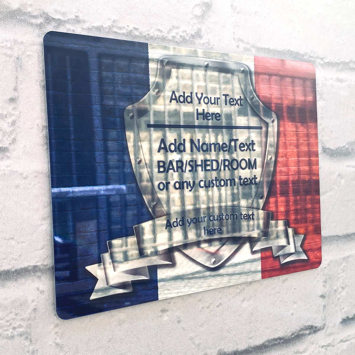 French Flag Mirror Finish Sign - shopquality4u
