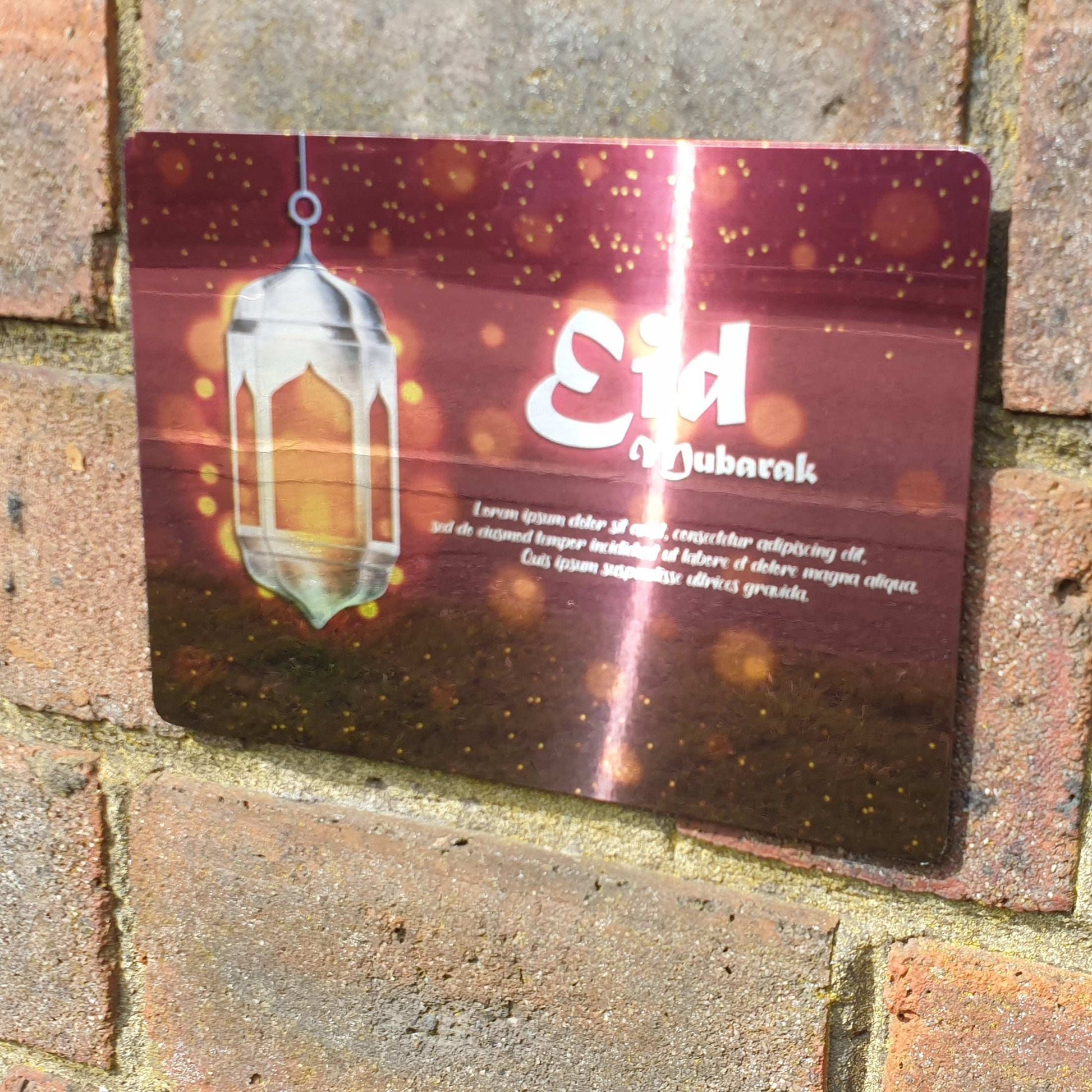 Personalised Eid Mubarak Mirror Metal Sign One Lantern Mirror - Add Your Custom Text - shopquality4u