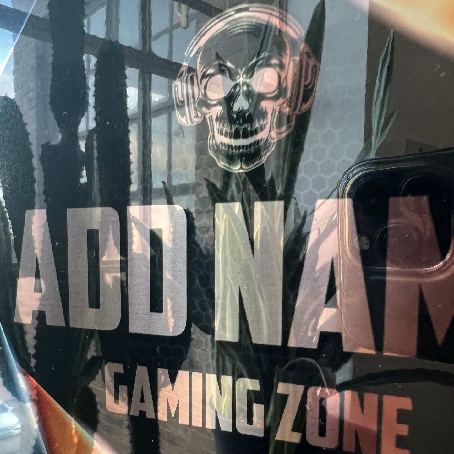 Personalised Metal Mirror Gamer Sign - Gaming Zone Skull - shopquality4u