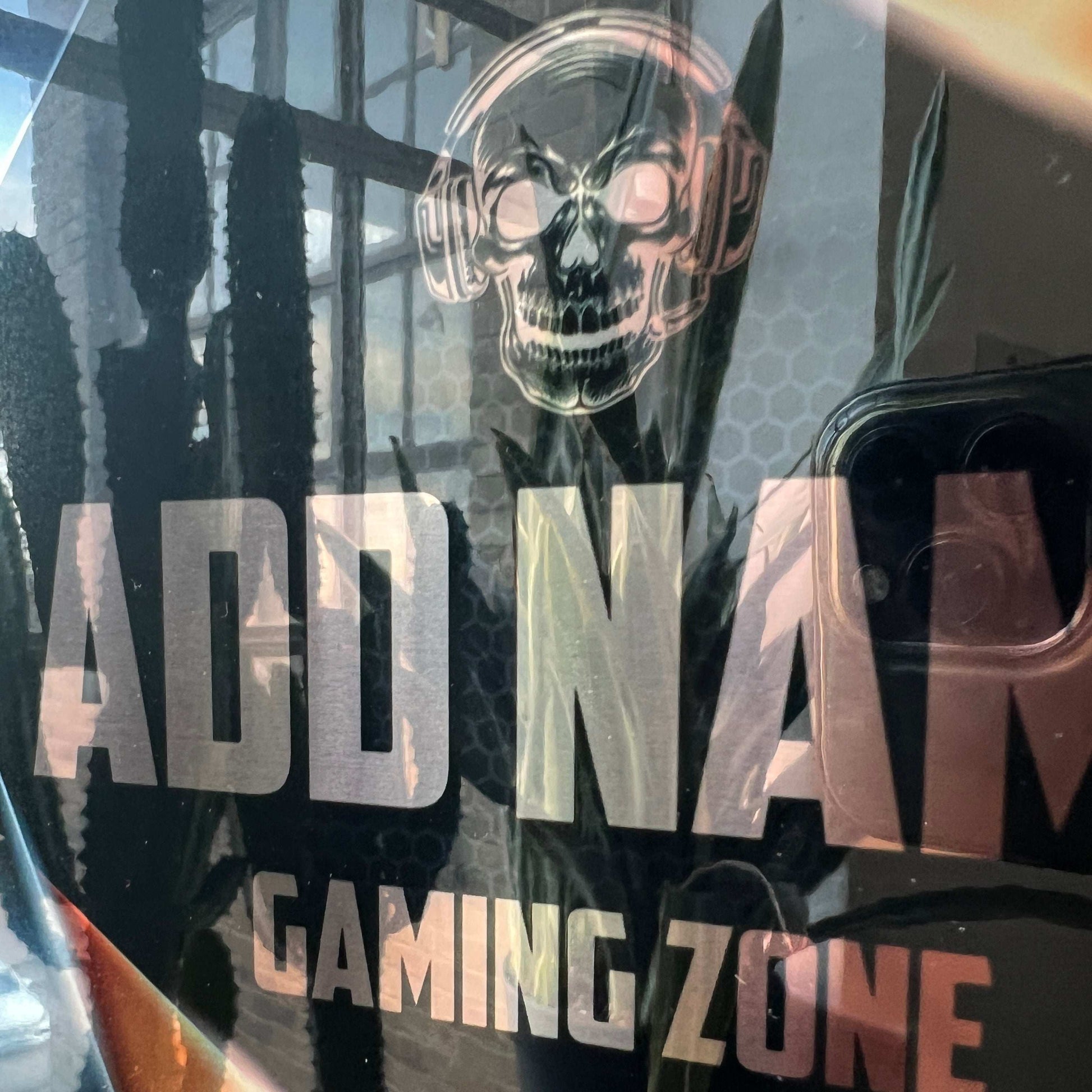 Personalised Metal Mirror Gamer Sign - Gaming Zone Skull - shopquality4u