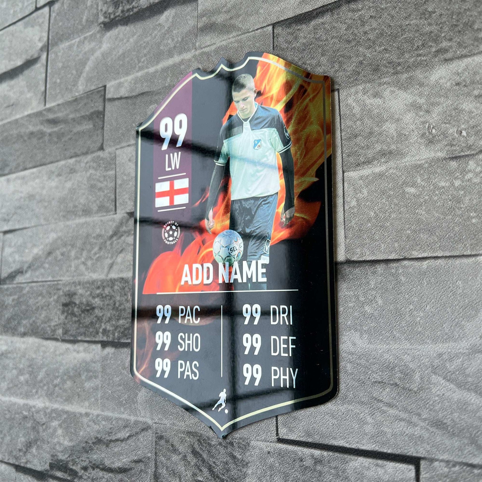 Fire Mirror Football Card Player Stats Shield - shopquality4u
