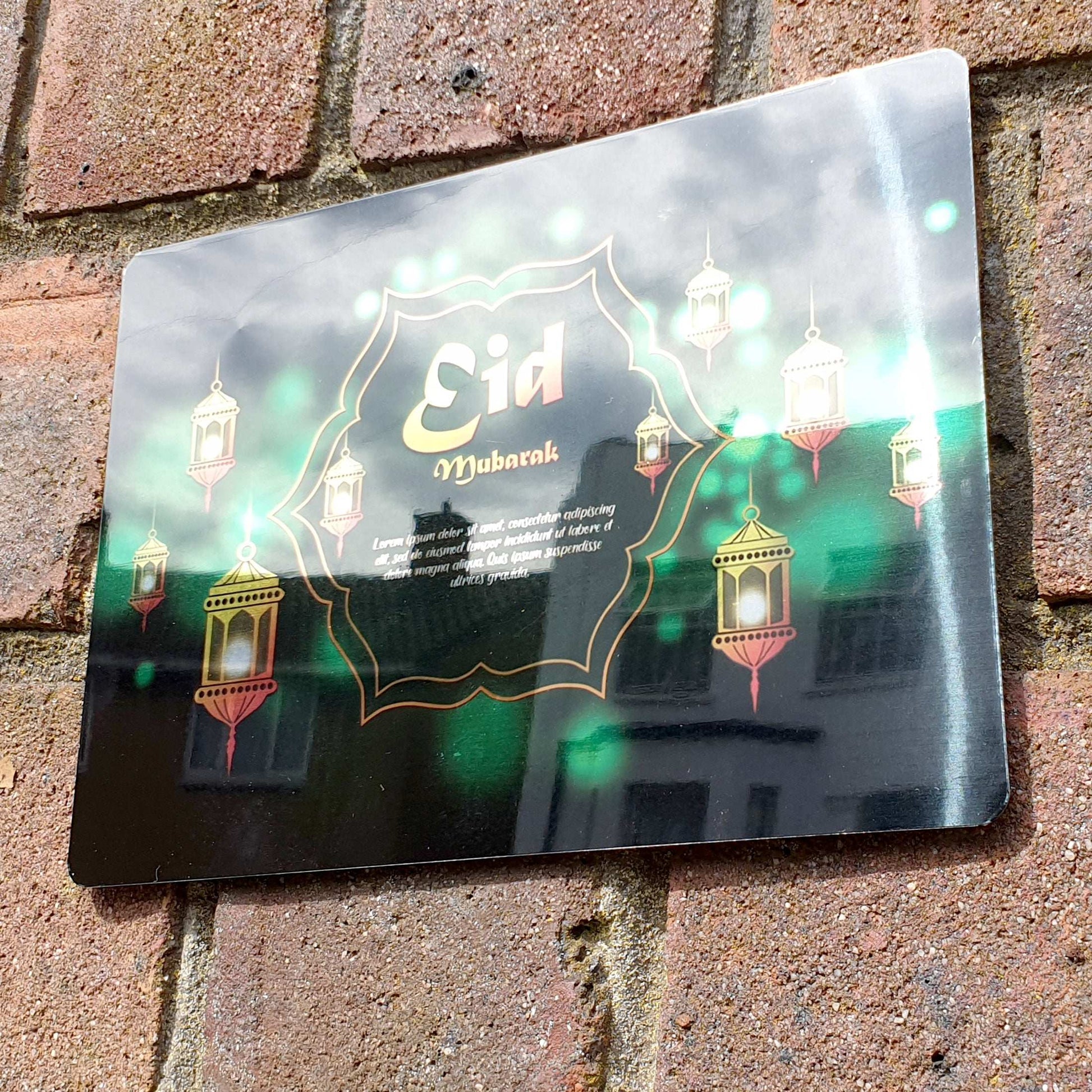 Personalised Eid Mubarak Mirror Metal Sign - Add Your Custom Text - shopquality4u
