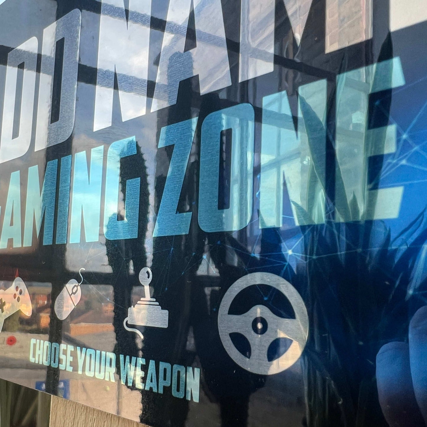 Personalised Metal Mirror Gamer Sign - Gaming Zone Neutral - shopquality4u