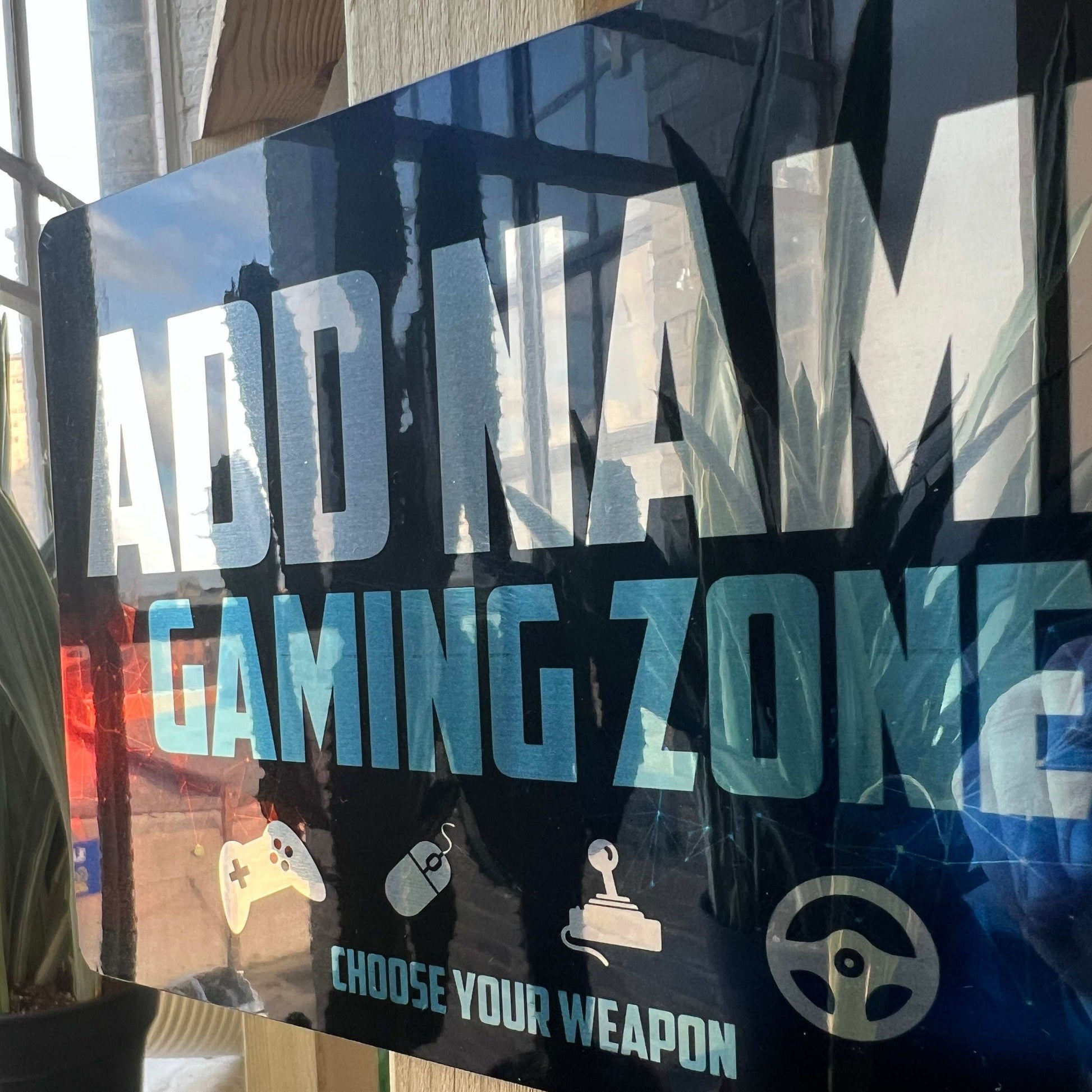 Personalised Metal Mirror Gamer Sign - Gaming Zone Neutral - shopquality4u