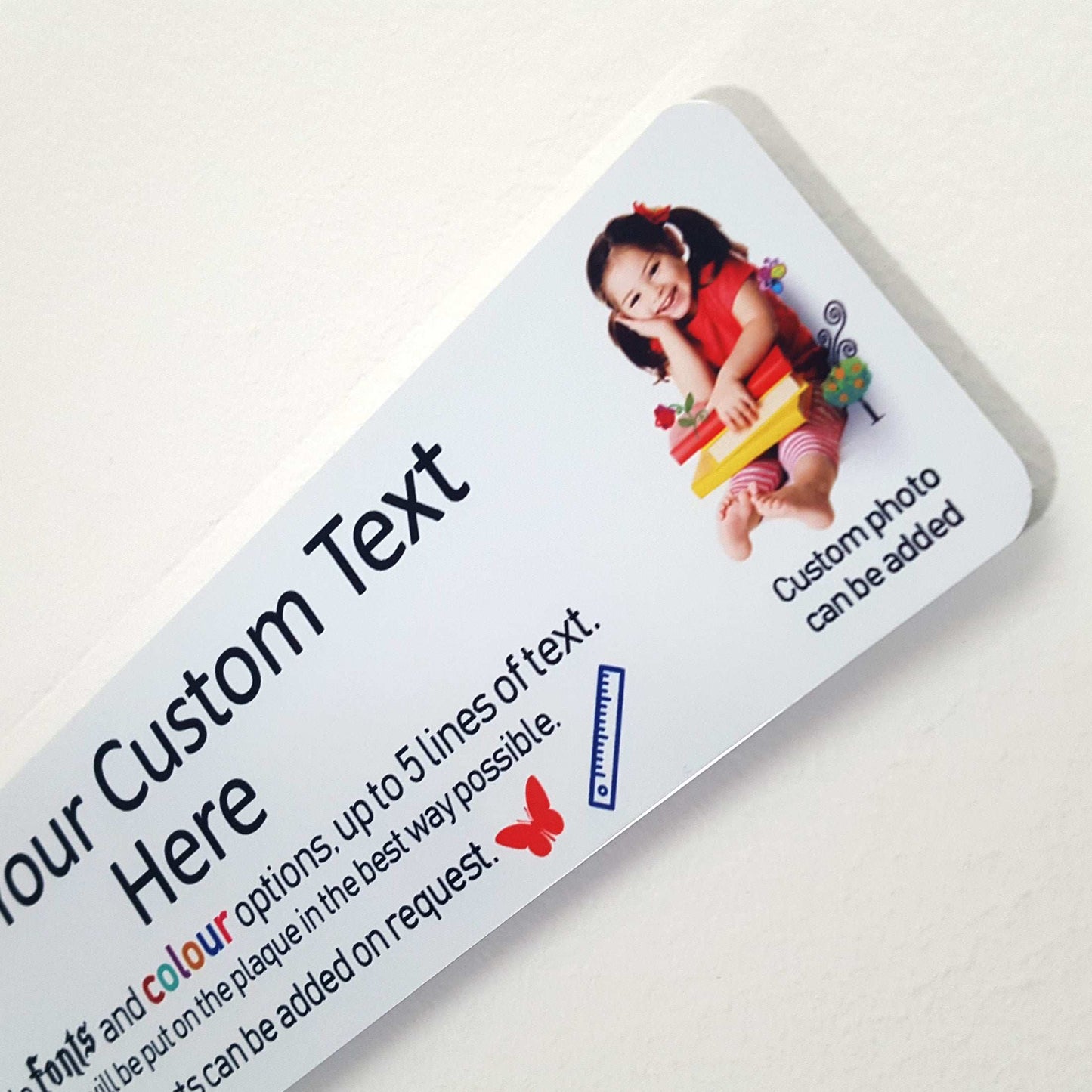 Full Customisable White Metal Plaque - Text + Pictures (20x5 cm, 7.8x2 inches) - shopquality4u