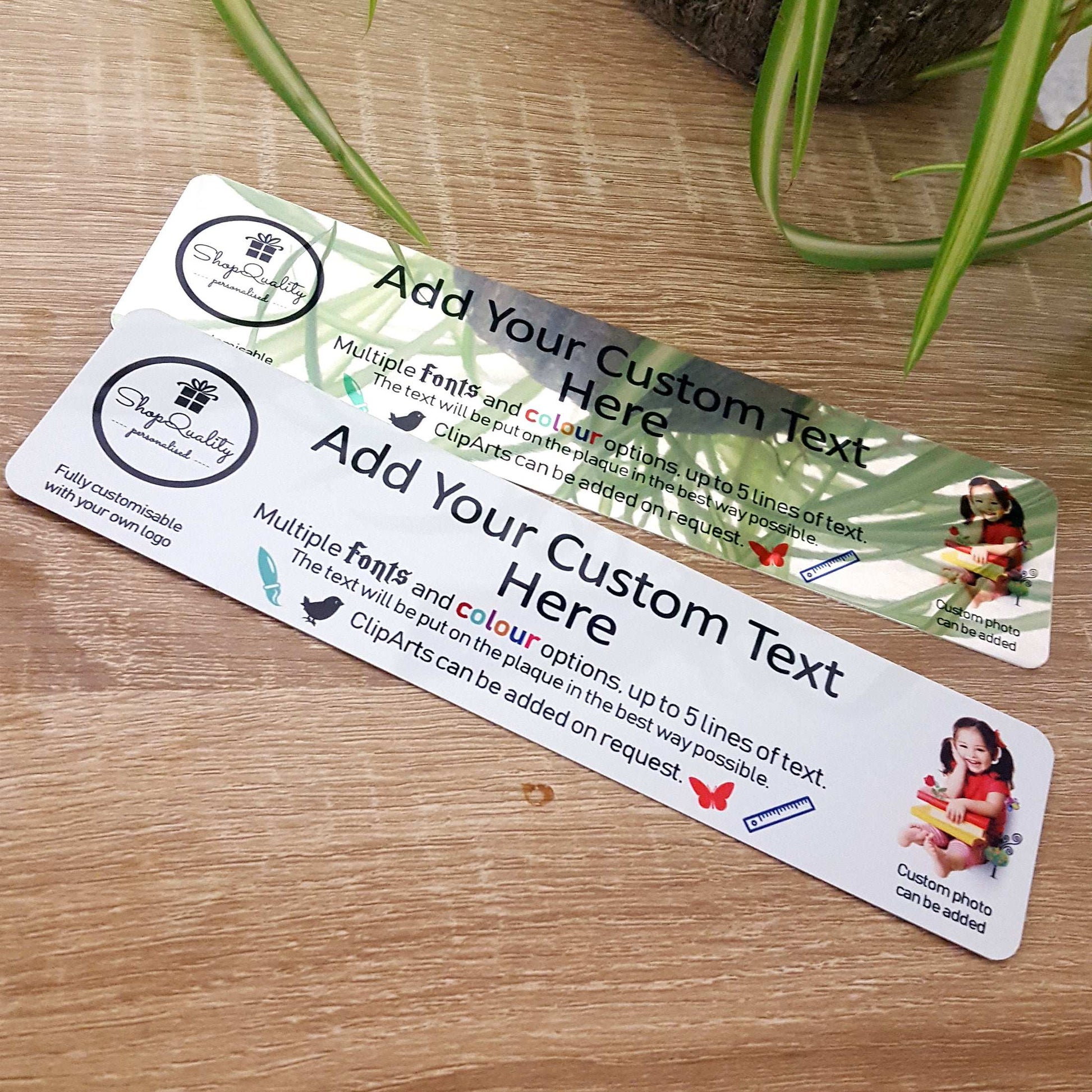 Full Customisable White Metal Plaque - Text + Pictures (20x5 cm, 7.8x2 inches) - shopquality4u