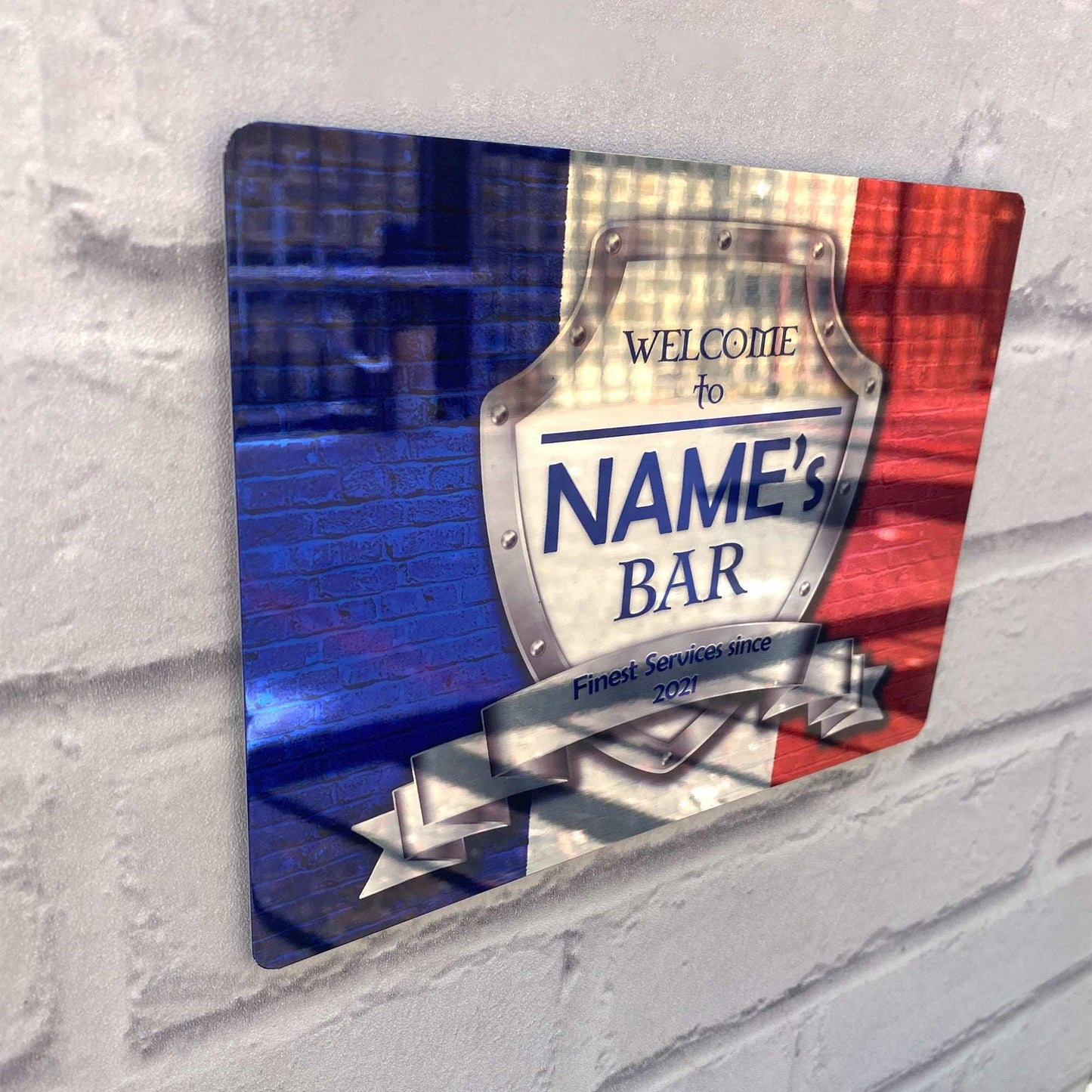 French Flag Mirror Finish Sign - shopquality4u