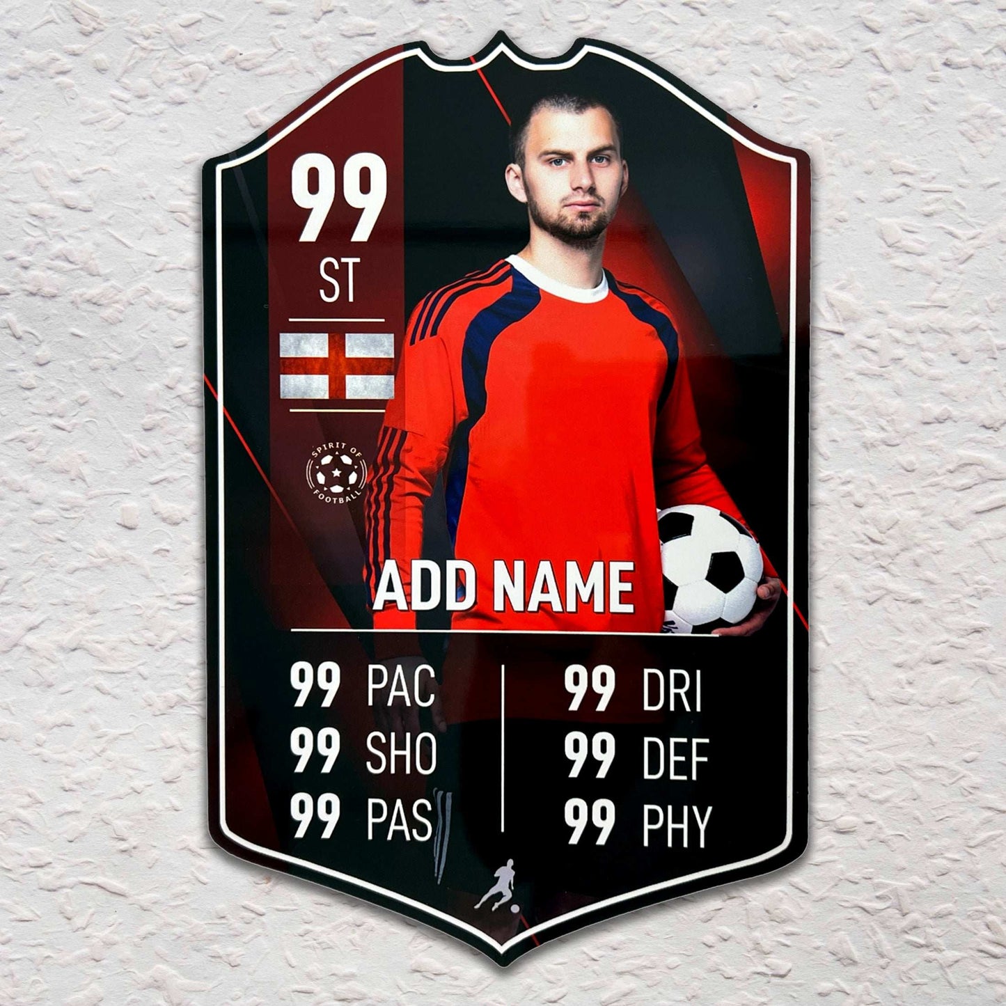 Black Red Football Card Player Stats Shield - shopquality4u