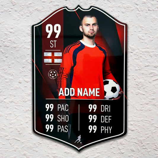 Black Red Football Card Player Stats Shield - shopquality4u